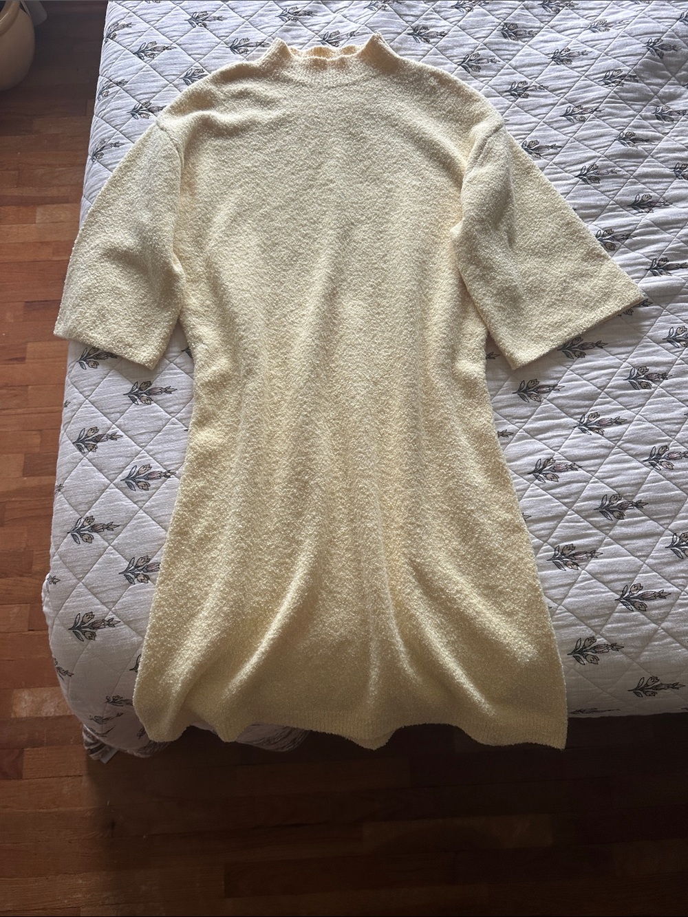 Soft Cream Knit Short-Sleeve Dress